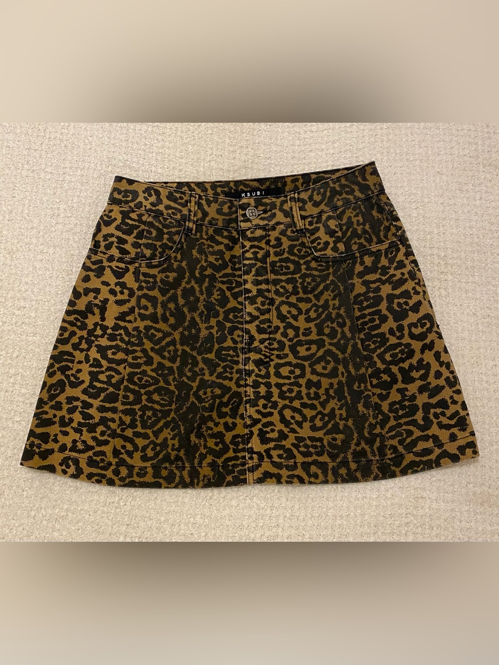 Ksubi Women's Leopard Print Denim Mini Skirt, Size 27